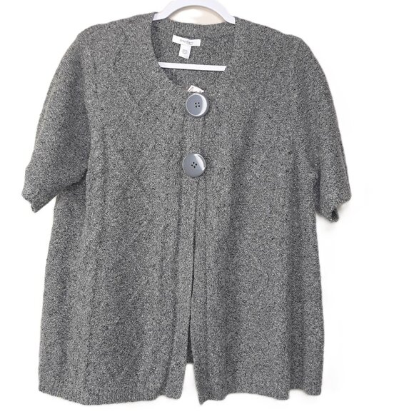 NWT Vtg Silk Angora Button Argyle Cardigan Sweater 14/16 Short Sleeve Dress Barn - Picture 1 of 7